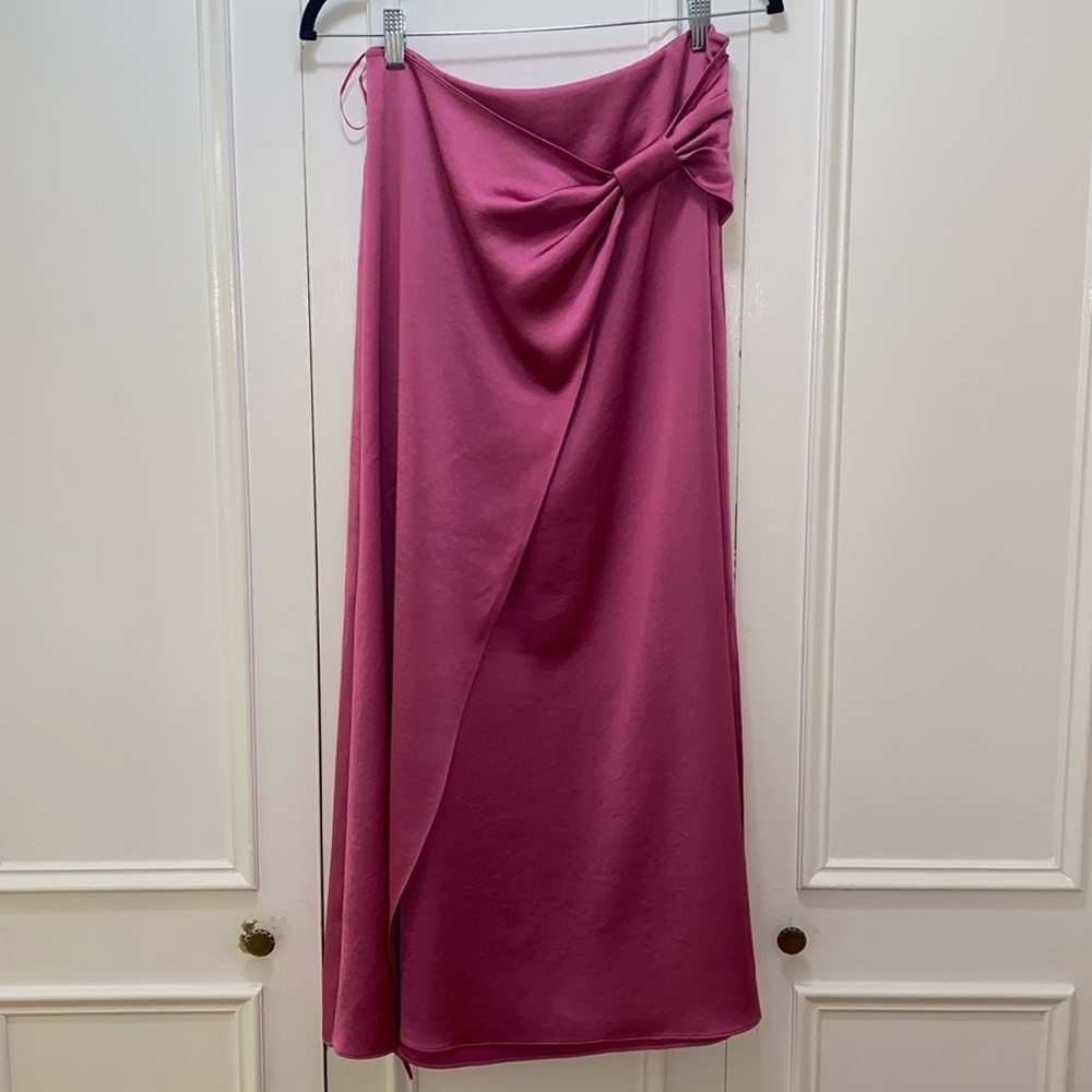 Ted Baker fuchsia bow satin midi skirt
